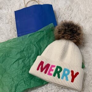 Womens / Girls 'Merry' Knit Beanie with Pom Pom - Cream